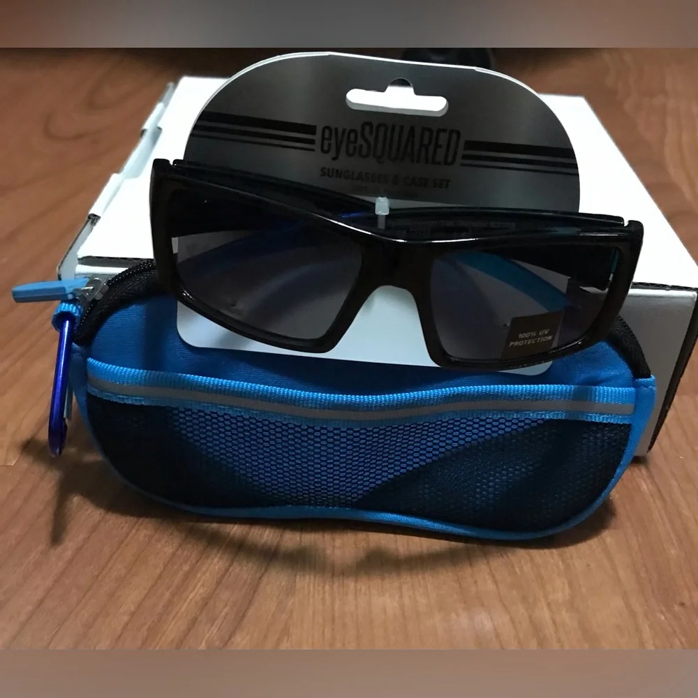 BOYS EyeSquared Black Sunglasses with Blue Case